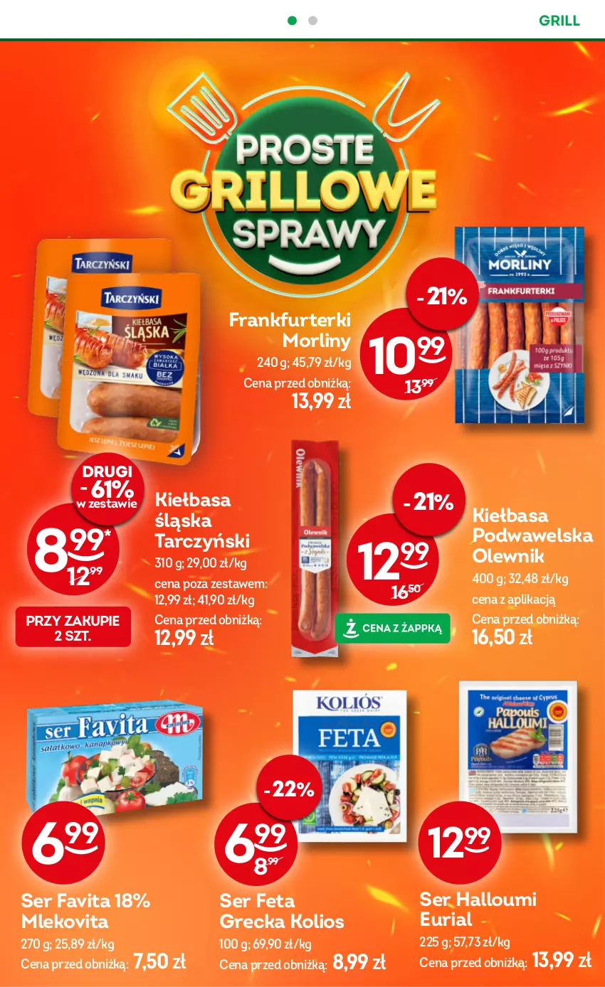 Gazetka promocyjna Żabka - ważna 02.07 do 15.07.2025 - strona 24 - produkty: Fa, Favita, Feta, Frankfurterki, Grill, Kiełbasa, Kiełbasa podwawelska, Kiełbasa śląska, Mleko, Mlekovita, Morliny, Olewnik, Ser, Tarczyński, Wawel