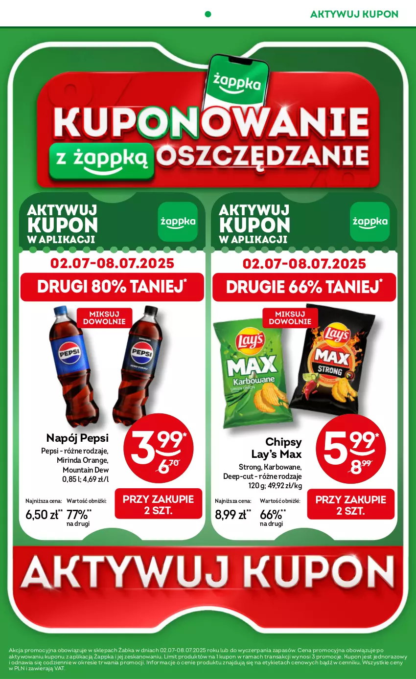 Gazetka promocyjna Żabka - ważna 02.07 do 15.07.2025 - strona 5 - produkty: Chipsy, Lay’s, Mirinda, Napój, Pepsi, Rama, Tran