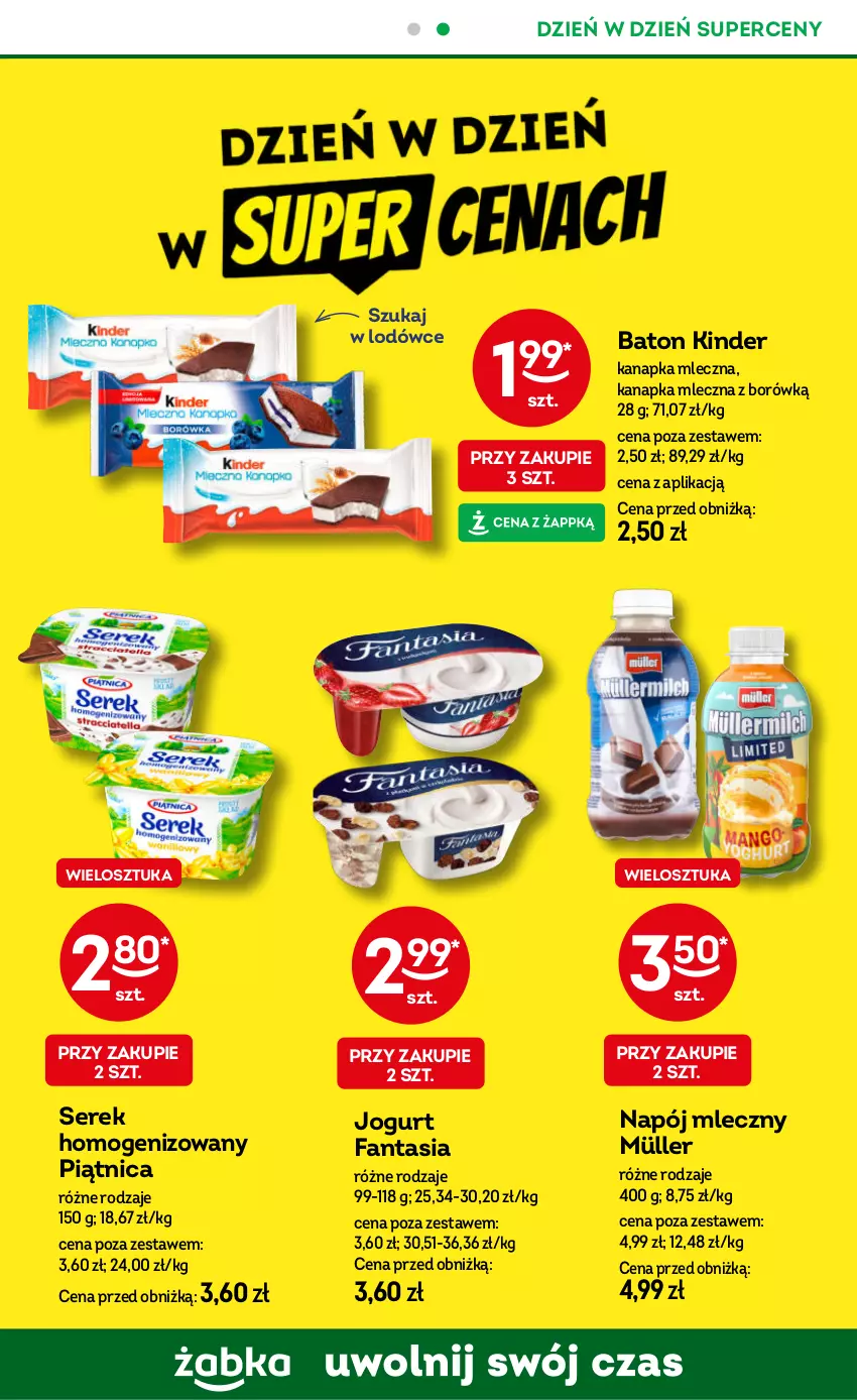 Gazetka promocyjna Żabka - ważna 02.07 do 15.07.2025 - strona 65 - produkty: Baton, Fa, Fanta, Jogurt, Kinder, Müller, Napój, Napój mleczny, Piątnica, Ser, Serek, Serek homogenizowany