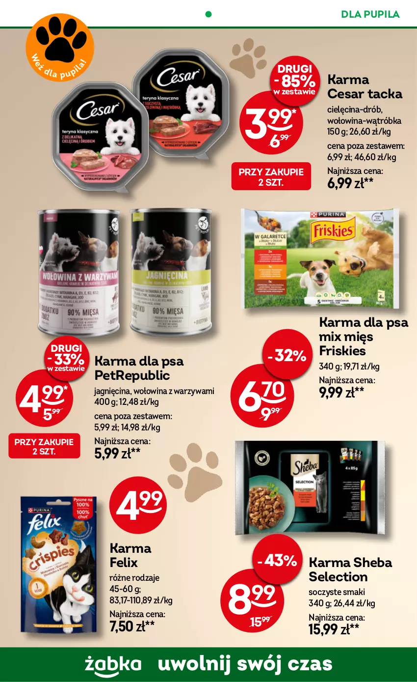 Gazetka promocyjna Żabka - ważna 02.07 do 15.07.2025 - strona 85 - produkty: Drób, Felix, Friskies, Sheba, Warzywa, Wołowina