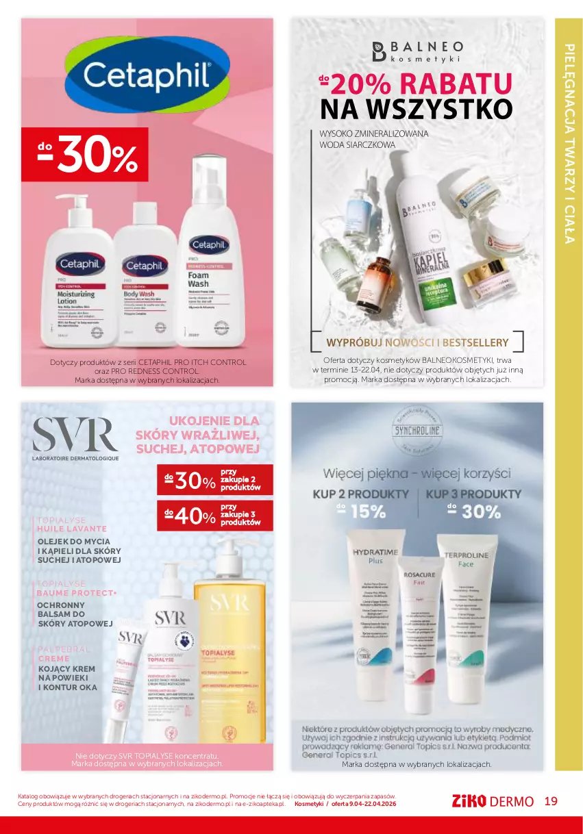Gazetka promocyjna Ziko - Gazetka Ziko Dermo - ważna 09.04 do 22.04.2026 - strona 19 - produkty: Apteka, Cetaphil, Control, Olej, Ser, SVR, Top