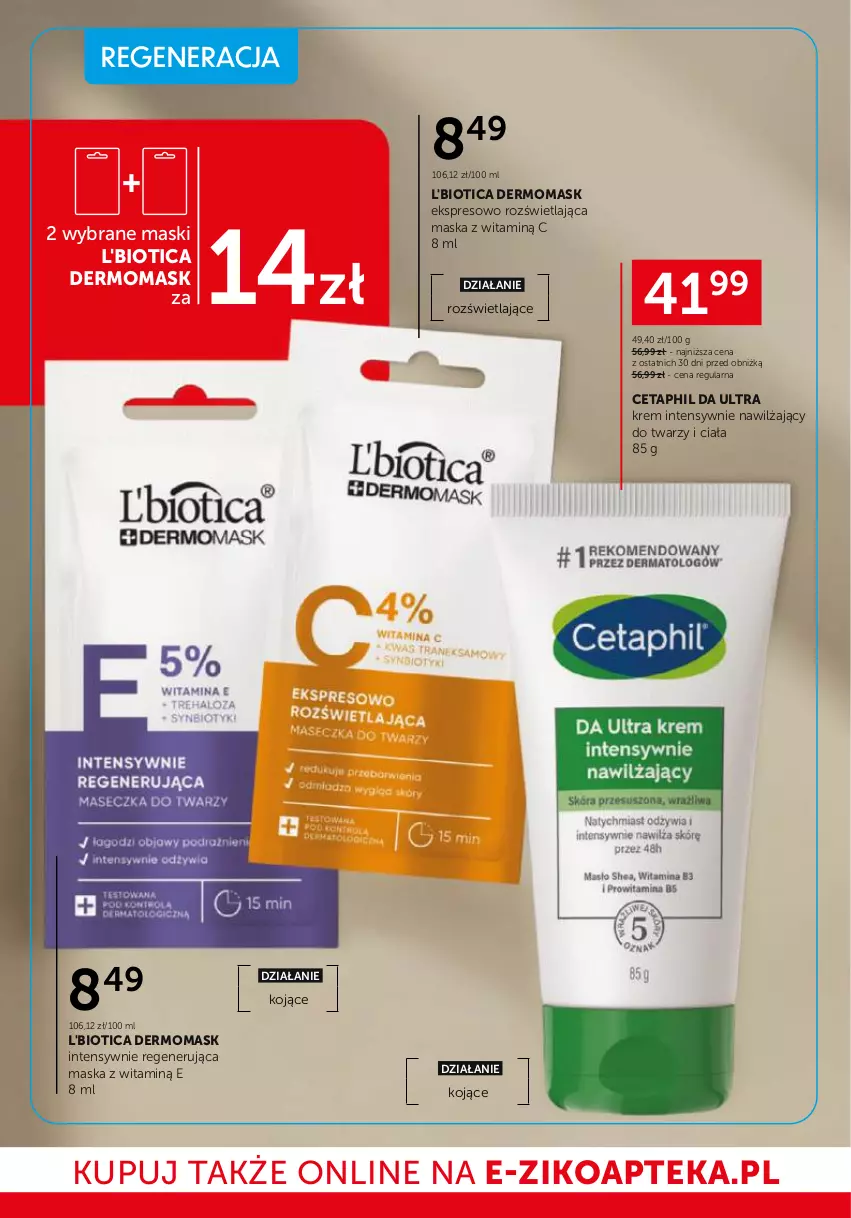 Gazetka promocyjna Ziko - Gazetka Ziko Dermo - ważna 09.04 do 22.04.2026 - strona 4 - produkty: Apteka, Cetaphil, L'Biotica, Maska, Regenerująca maska