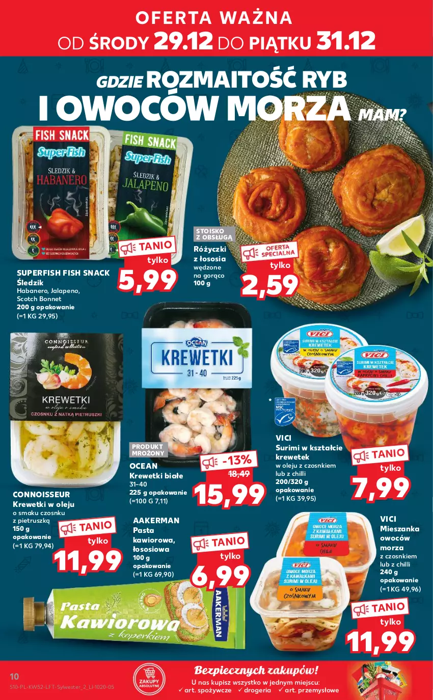 Gazetka promocyjna Kaufland - OFERTA TYGODNIA - ważna 29.12.2021 do 04.01.2022 - strona 10 - produkty: Kawior, Krewetki, Olej, Piec, Sos, Surimi