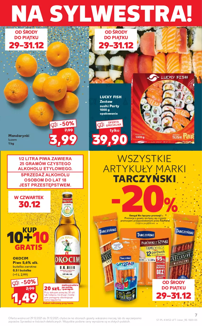 Gazetka promocyjna Kaufland - OFERTA TYGODNIA - ważna 29.12.2021 do 04.01.2022 - strona 7 - produkty: Gra, Koc, Mandarynki, Okocim, Piwa, Piwo, Sushi, Tarczyński, Waga