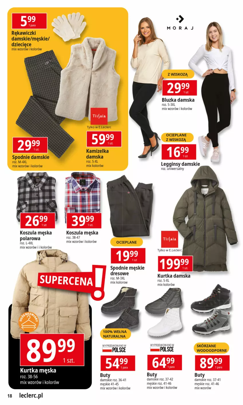 Gazetka promocyjna E Leclerc - ważna 19.11 do 30.11.2024 - strona 18 - produkty: Buty, Dres, Dzieci, Gin, Kamizelka, Kosz, Koszula, Kurtka, Legginsy, Por, Spodnie, Wełna