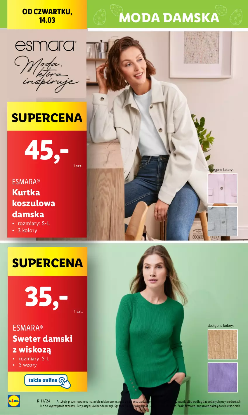 Gazetka promocyjna Lidl - GAZETKA - ważna 14.03 do 16.03.2024 - strona 22 - produkty: Kosz, Kurtka, Moda, Sweter