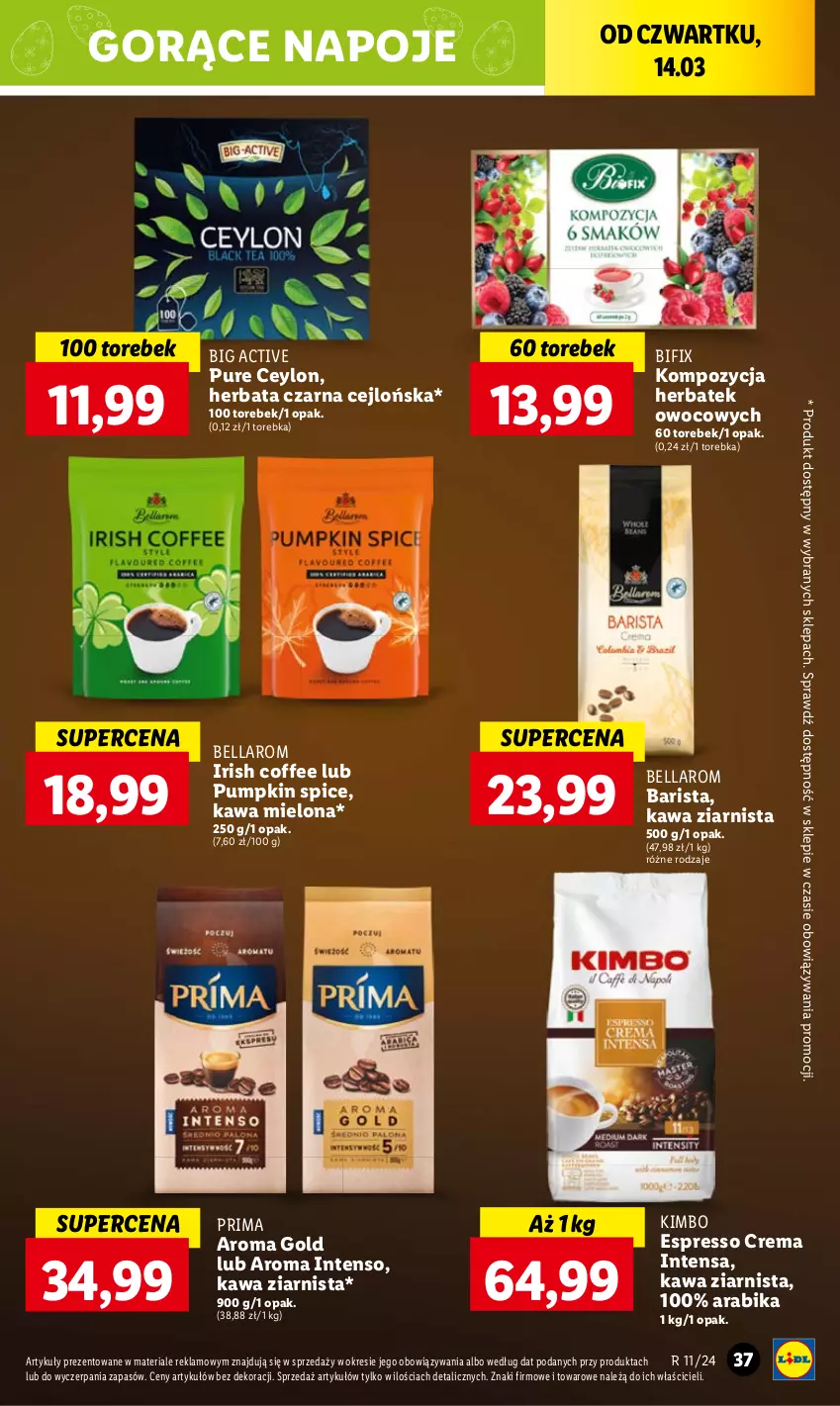 Gazetka promocyjna Lidl - GAZETKA - ważna 14.03 do 16.03.2024 - strona 41 - produkty: Bell, Bella, Herbata, Kawa, Kawa mielona, Napoje, Prima, Pur, Torebka