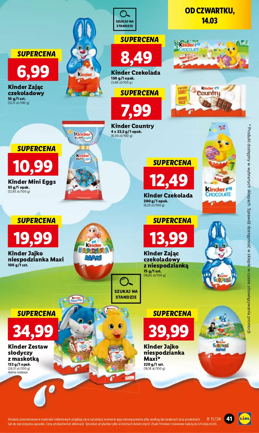 Gazetka promocyjna Lidl - GAZETKA - ważna 14.03 do 16.03.2024 - strona 47 - produkty: Czekolada, Kinder