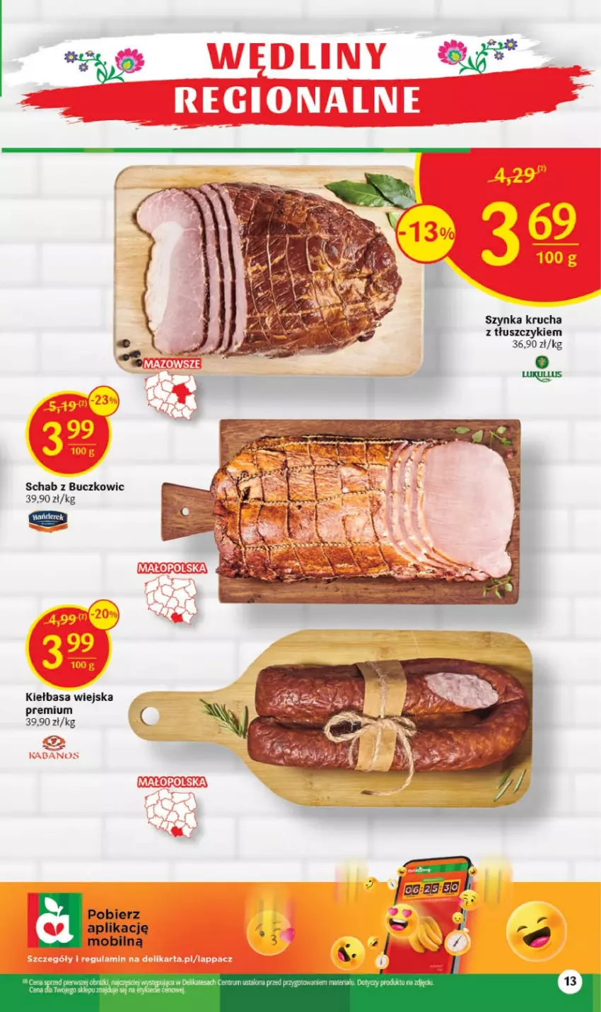 Gazetka promocyjna Delikatesy Centrum - Gazetka DC36 - ważna 14.09 do 20.09.2023 - strona 13 - produkty: Kiełbasa, Kiełbasa wiejska, Mobil, Rum, Szynka