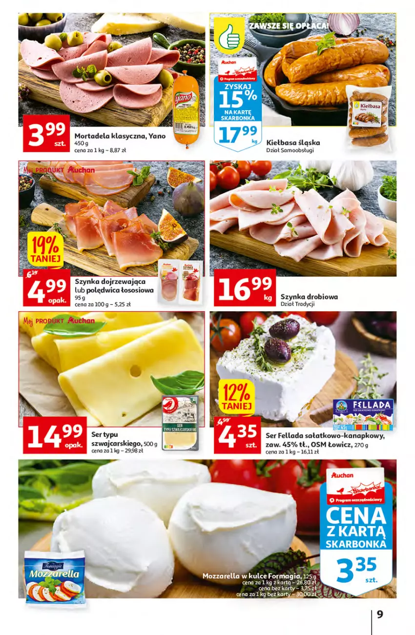 Gazetka promocyjna Auchan - Gazetka przeNISKIE CENY – przeKorzyści z markami Auchan Hipermarkety - ważna 29.09 do 05.10.2022 - strona 9 - produkty: Cars, Kiełbasa, Kiełbasa śląska, LG, Mozzarella, Polędwica, Sałat, Ser, Sos, Szynka