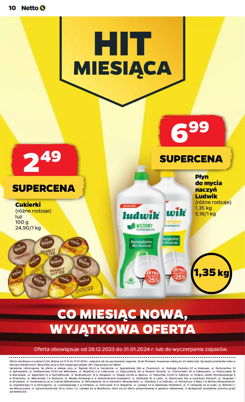 Gazetka promocyjna Netto - Akcesoria i dodatki - ważna 11.01 do 17.01.2024 - strona 10 - produkty: Cukier, Cukierki, Do mycia naczyń, Fa, Kujawski, Ludwik, Płyn do mycia, Płyn do mycia naczyń, Podlaski, Sok, Stock, Top