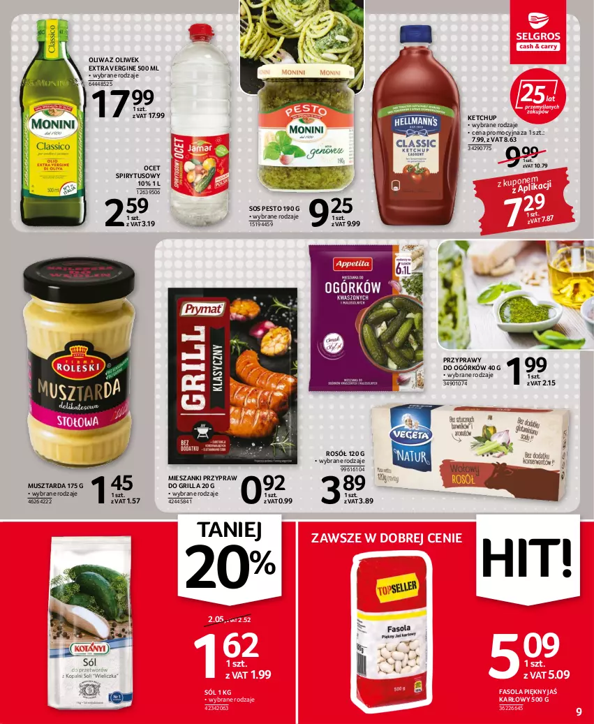 Gazetka promocyjna Selgros - Oferta spożywcza - ważna 15.06 do 29.06.2022 - strona 9 - produkty: Fa, Fasola, Gin, Grill, Ketchup, Mus, Musztarda, Ocet, Oliwa z oliwek, Pesto, Przyprawy, Rosół, Sól, Sos