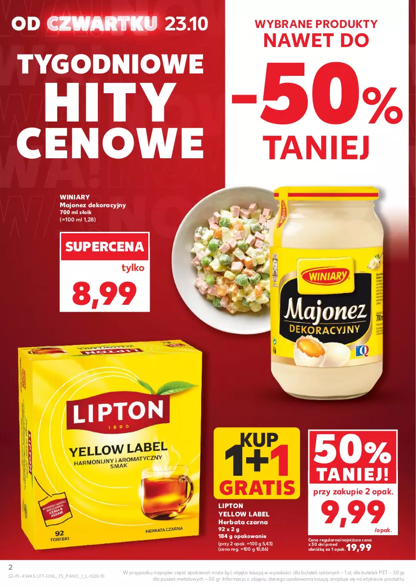 Gazetka promocyjna Kaufland - Gazetka tygodnia - ważna 23.10 do 28.10.2025 - strona 2 - produkty: Gra, Herbata, Herbata czarna, Lipton, Majonez, Sok, Winiary