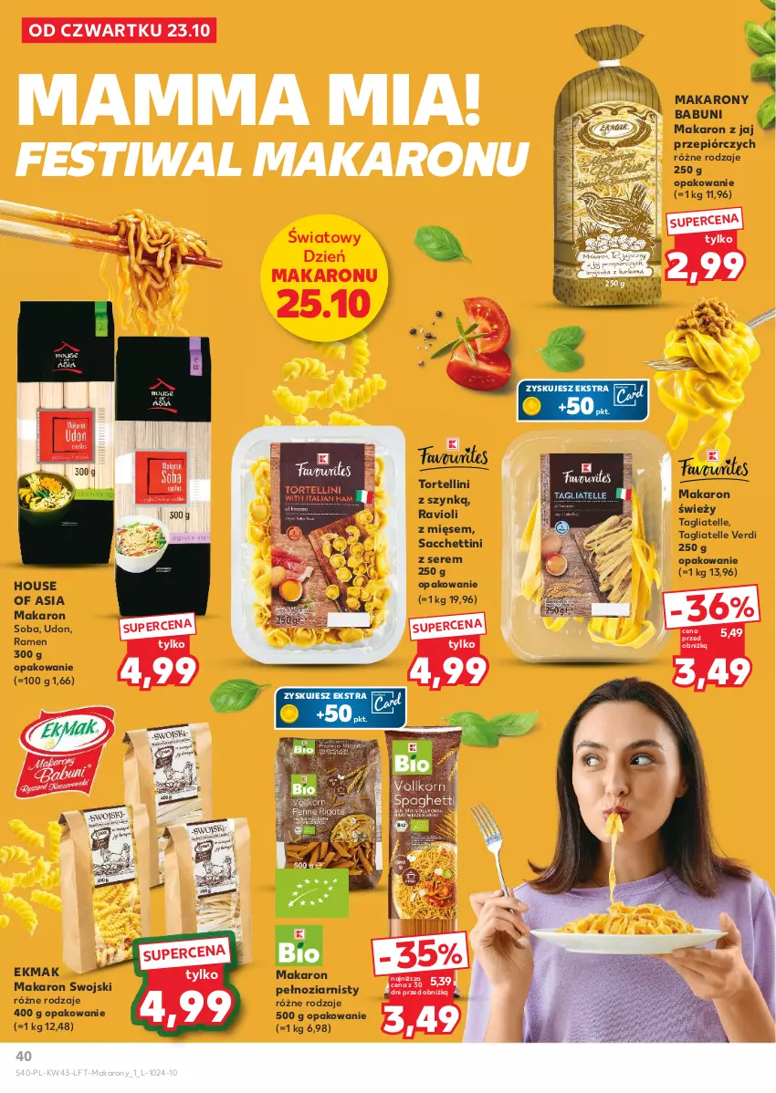 Gazetka promocyjna Kaufland - Gazetka tygodnia - ważna 23.10 do 28.10.2025 - strona 40 - produkty: Babuni, House of Asia, Makaron, Ser, Tagliatelle