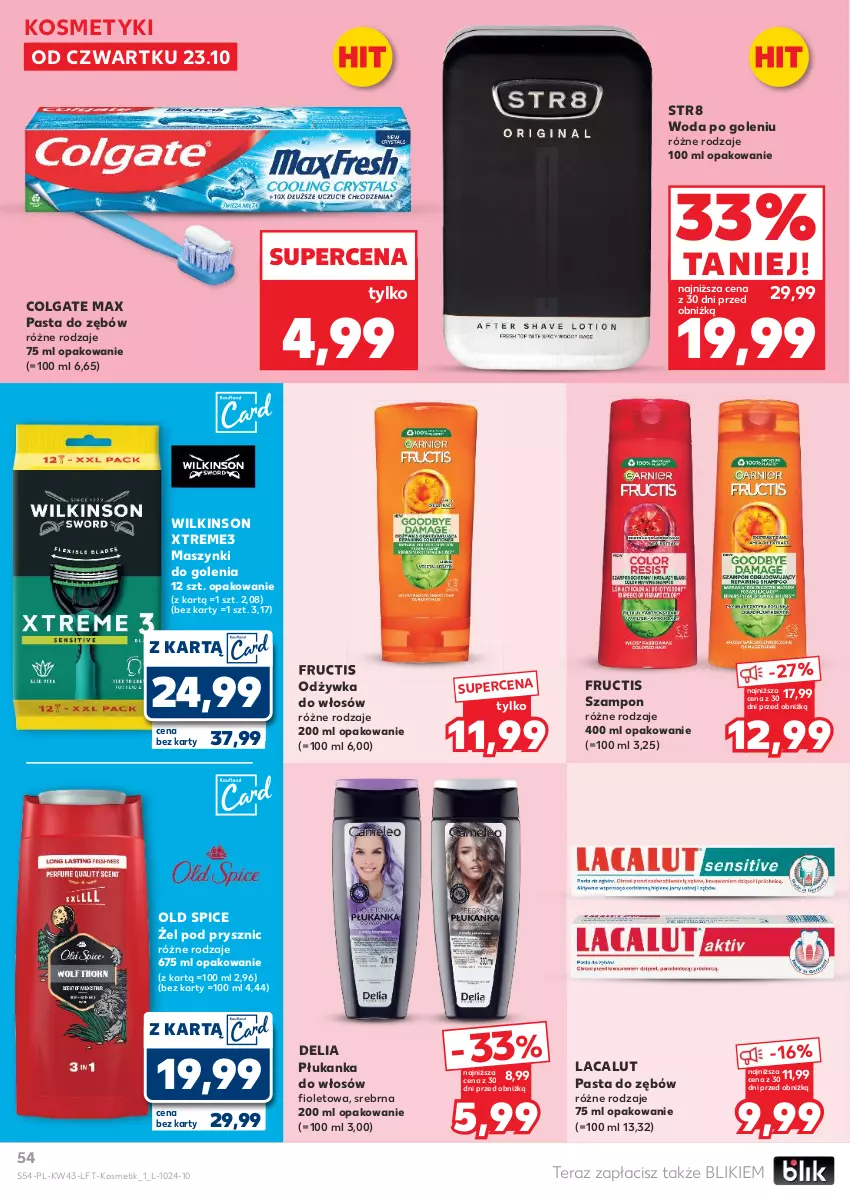 Gazetka promocyjna Kaufland - Gazetka tygodnia - ważna 23.10 do 28.10.2025 - strona 54 - produkty: Colgate, Fructis, Lacalut, LG, Odżywka, Old Spice, Pasta do zębów, Str8, Szampon, Tera, Woda, Woda po goleniu