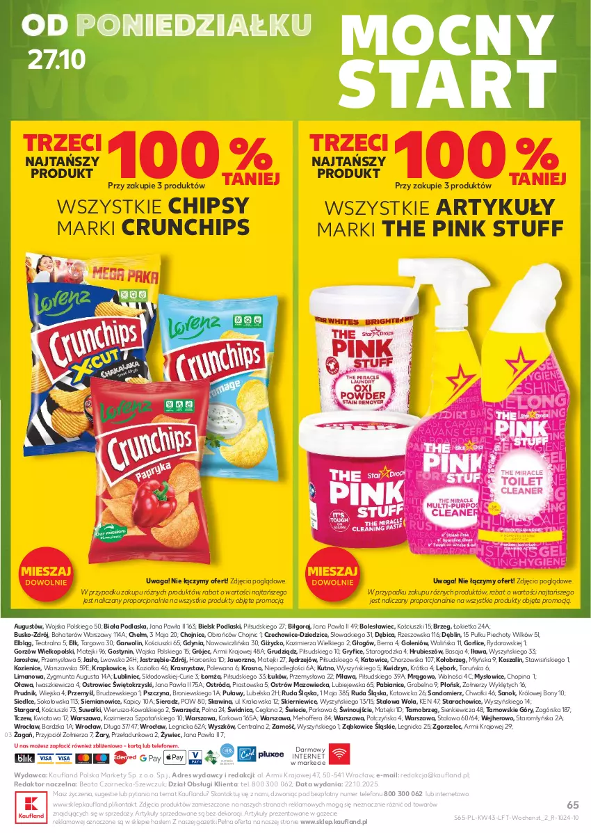 Gazetka promocyjna Kaufland - Gazetka tygodnia - ważna 23.10 do 28.10.2025 - strona 65 - produkty: BIC, Chipsy, Crunchips, Dres, Gry, Kosz, LANA, Piast, Piec, Podlaski, Por, Sok, Szal, Telefon, Waga, Wino