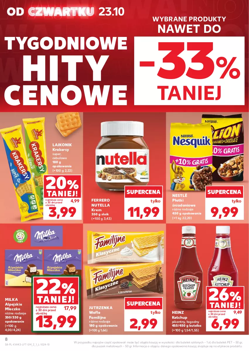 Gazetka promocyjna Kaufland - Gazetka tygodnia - ważna 23.10 do 28.10.2025 - strona 8 - produkty: Danio, Fa, Ferrero, Heinz, Jutrzenka, Ketchup, Krakersy, Lajkonik, Milka, Mleczko, Nestlé, Nutella, Sok, Wafle