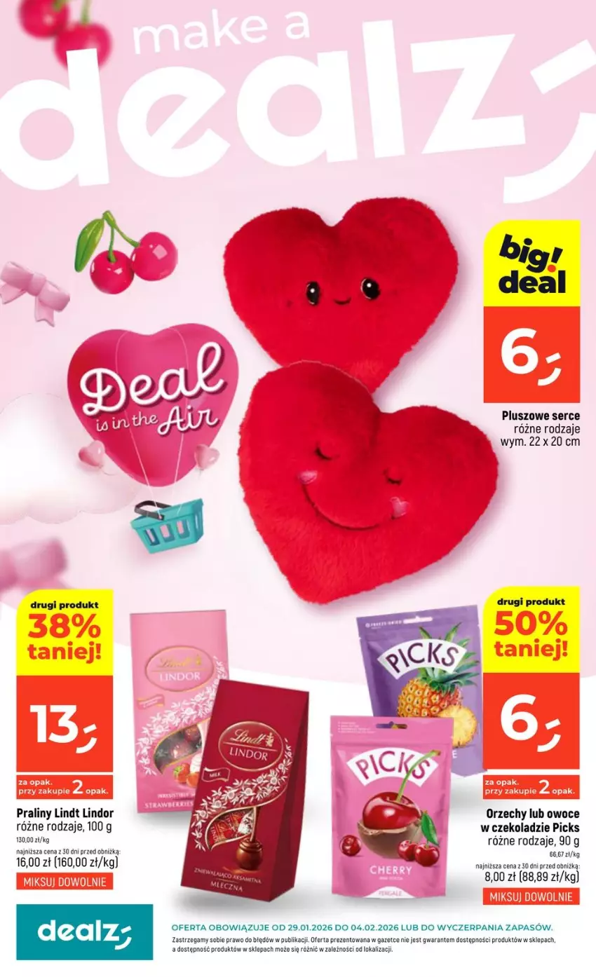 Gazetka promocyjna Dealz - NOWA GAZETKA - ważna 29.01 do 04.02.2026 - strona 1 - produkty: Lindor, Lindt, Owoce, Praliny, Ser