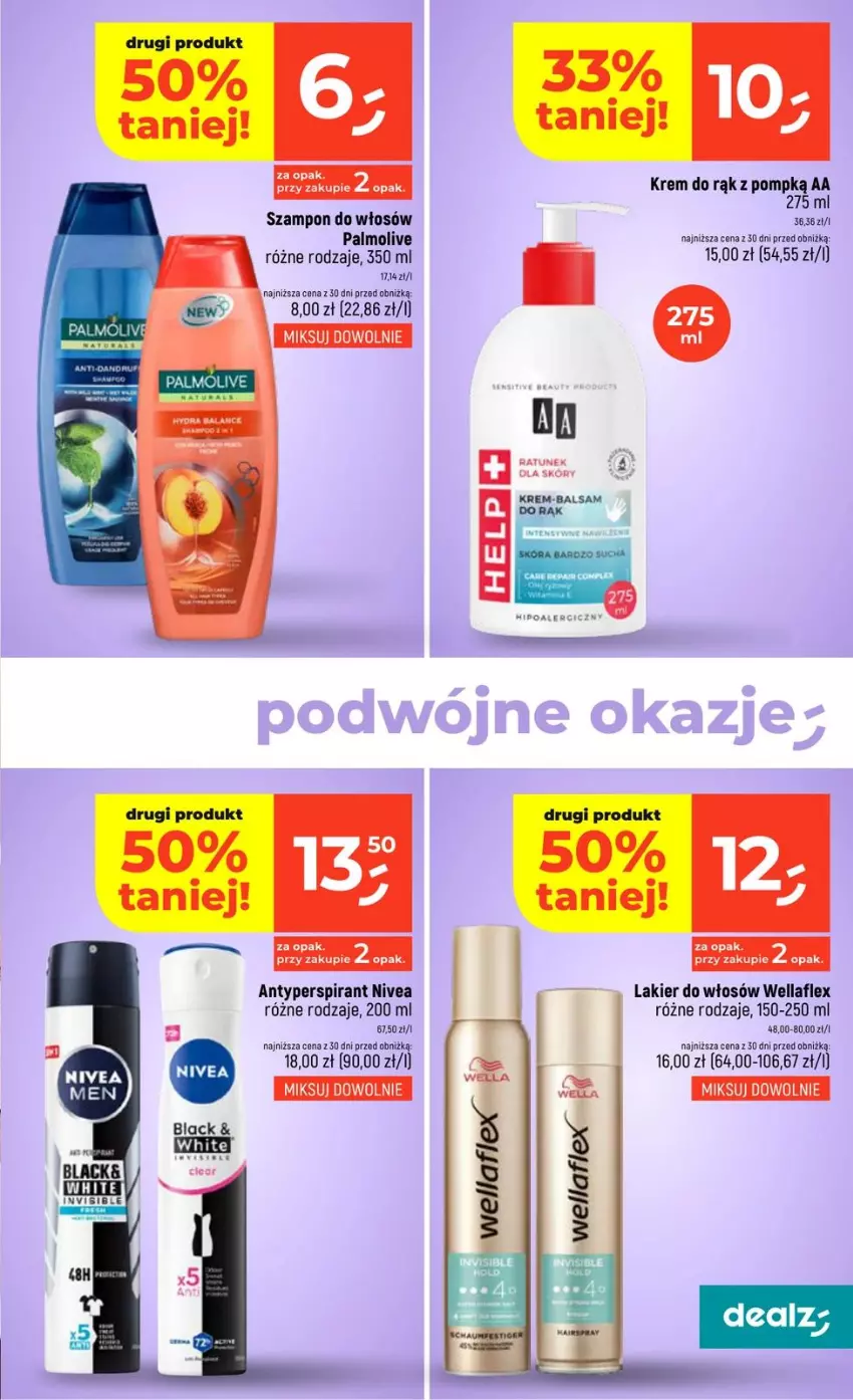 Gazetka promocyjna Dealz - NOWA GAZETKA - ważna 29.01 do 04.02.2026 - strona 43 - produkty: Antyperspirant, Krem do rąk, Lakier, Lakier do włosów, Nivea, Palmolive, Szampon, Wella, Wellaflex