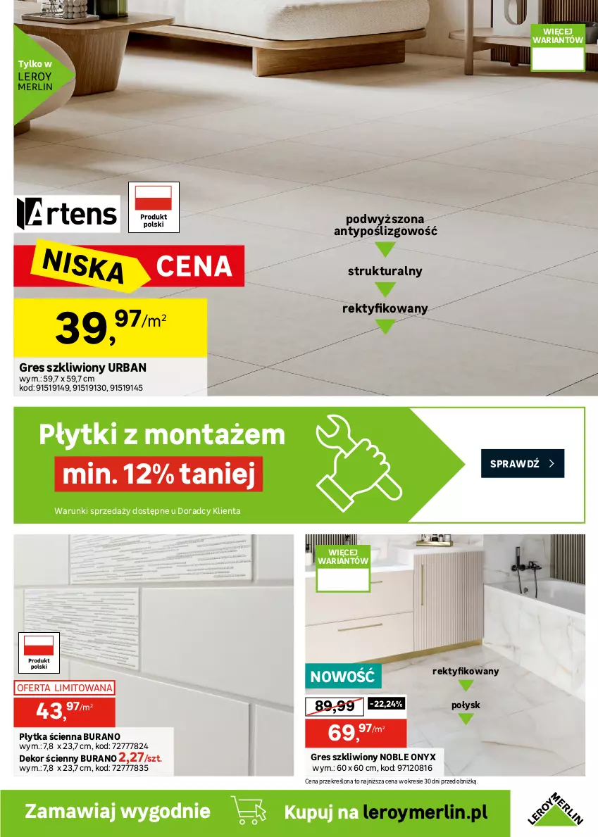 Gazetka promocyjna Leroy Merlin - Gazetka Leroy Merlin - ważna 17.06 do 14.07.2026 - strona 23 - produkty: Gra, Grafika, Gres, Gres szkliwiony, Lack, Płytka, Por, Top