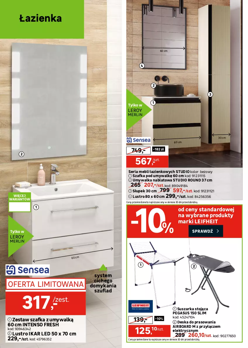 Gazetka promocyjna Leroy Merlin - Gazetka Leroy Merlin - ważna 17.06 do 14.07.2026 - strona 26 - produkty: Asus, Deska do prasowania, Lack, Lustro, Mata grzewcza, Prima, Ser, Słupek, Suszarka, Szafka, Szafka pod umywalkę, Umywalka