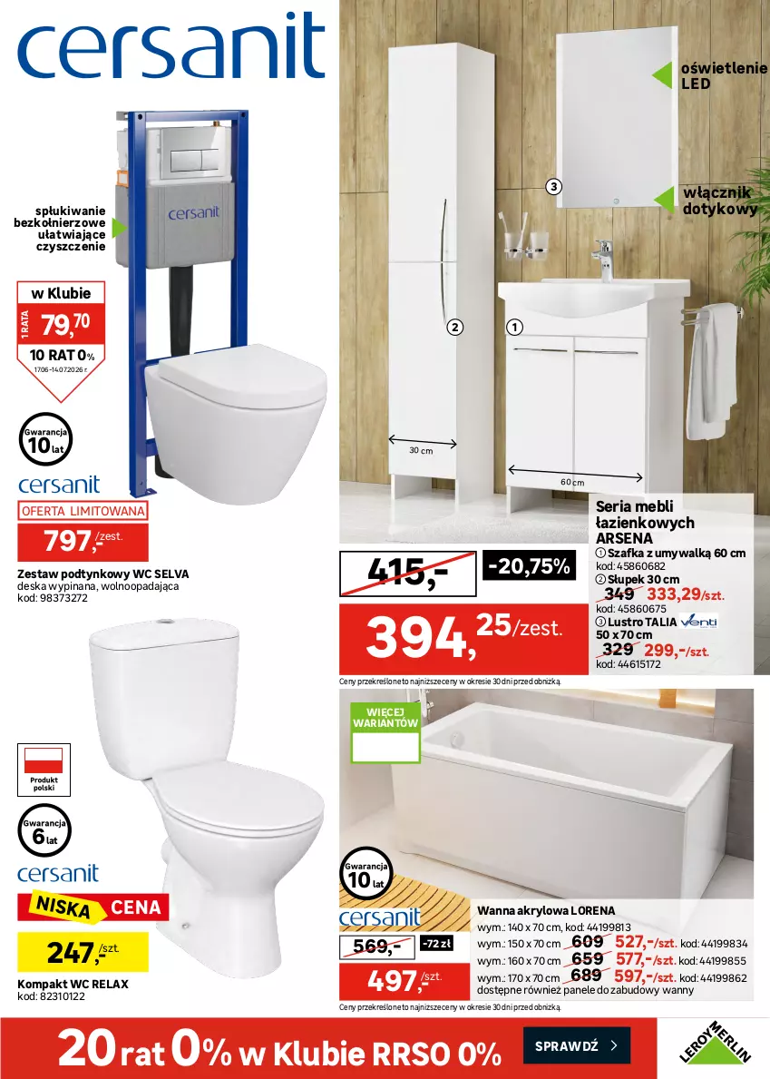 Gazetka promocyjna Leroy Merlin - Gazetka Leroy Merlin - ważna 17.06 do 14.07.2026 - strona 29 - produkty: Drzwi, Kolumna natryskowa, Kompakt WC, Lakier, Lustro, Pur, Ser, Słupek, Sok, Szafka, Wanna, Zestaw podtynkowy WC