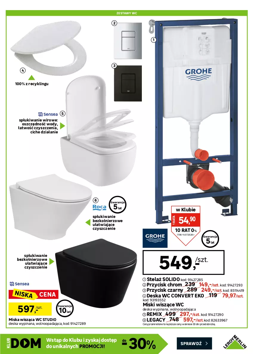 Gazetka promocyjna Leroy Merlin - Gazetka Leroy Merlin - ważna 17.06 do 14.07.2026 - strona 33 - produkty: Deska wolnoopadająca, Fa, Gra, Grafika, Kompakt WC, Miska, Miska wisząca, Zestaw podtynkowy WC