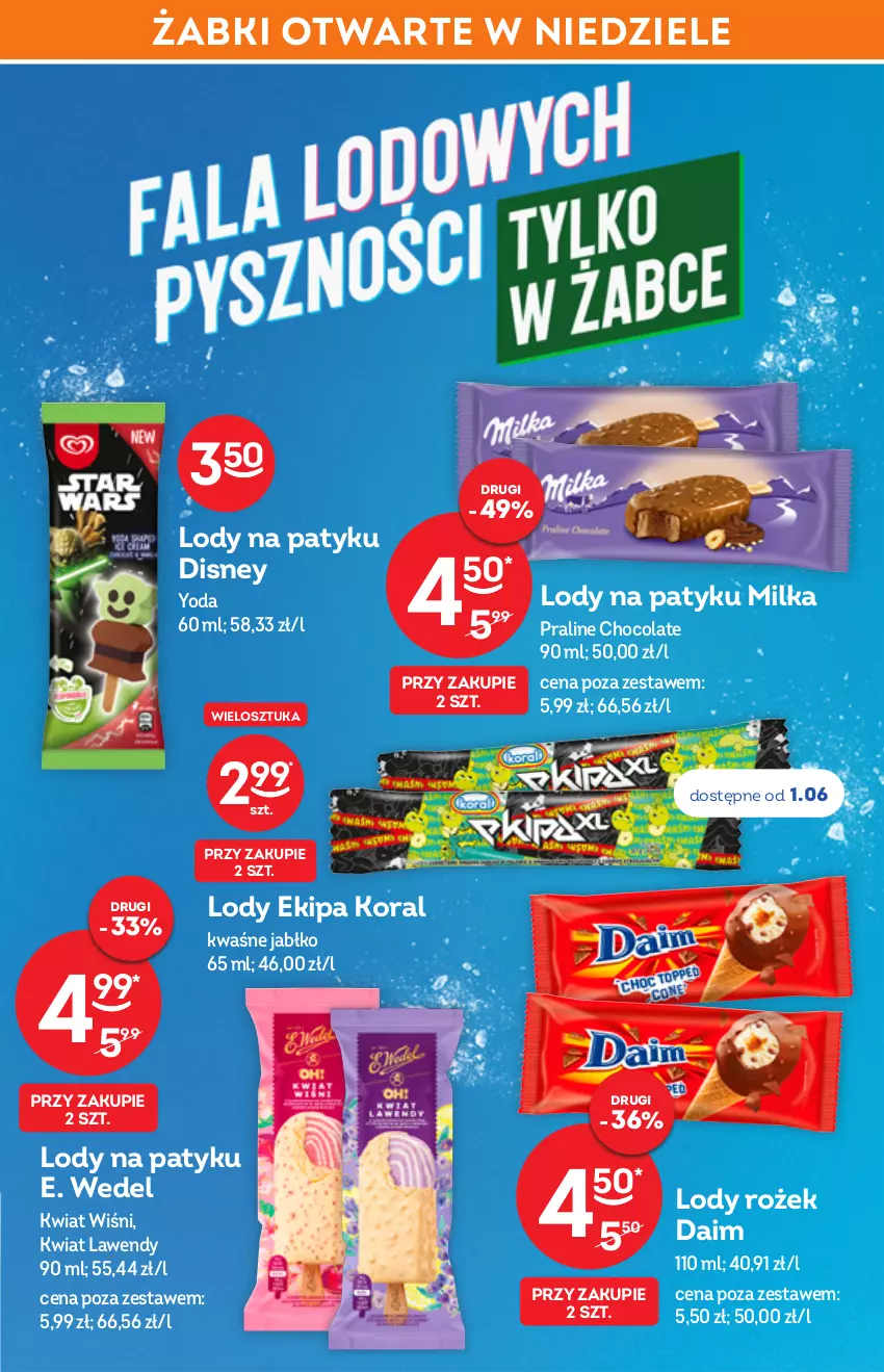 Gazetka promocyjna Żabka - ważna 25.05 do 07.06.2022 - strona 5 - produkty: Disney, E. Wedel, Lody, Milka