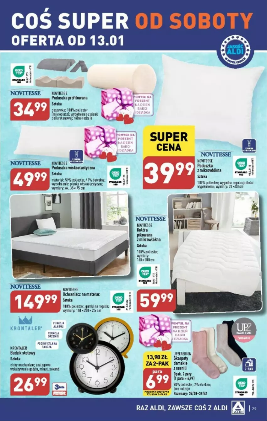 Gazetka promocyjna Aldi - ważna 08.01 do 13.01.2024 - strona 22 - produkty: Fa, Karp, LANA, Materac, Ochraniacz na materac, Poduszka, Tera