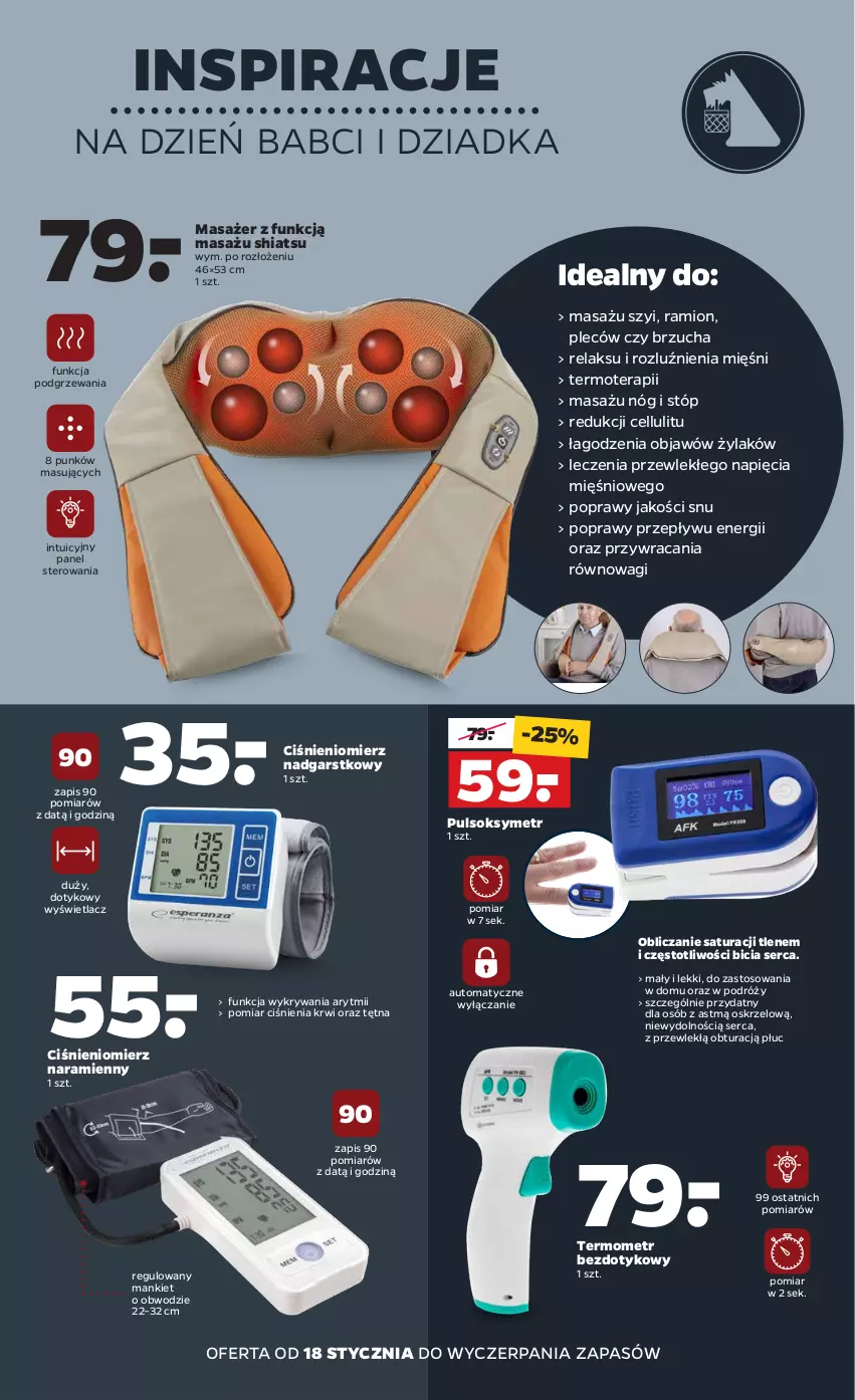 Gazetka promocyjna Netto - Dzien Babci i Dziadka - ważna 18.01 do 23.01.2021 - strona 1 - produkty: BIC, Ciśnieniomierz, Masażer, Pulsoksymetr, Ser, Sok, Tera, Termometr, Wagi