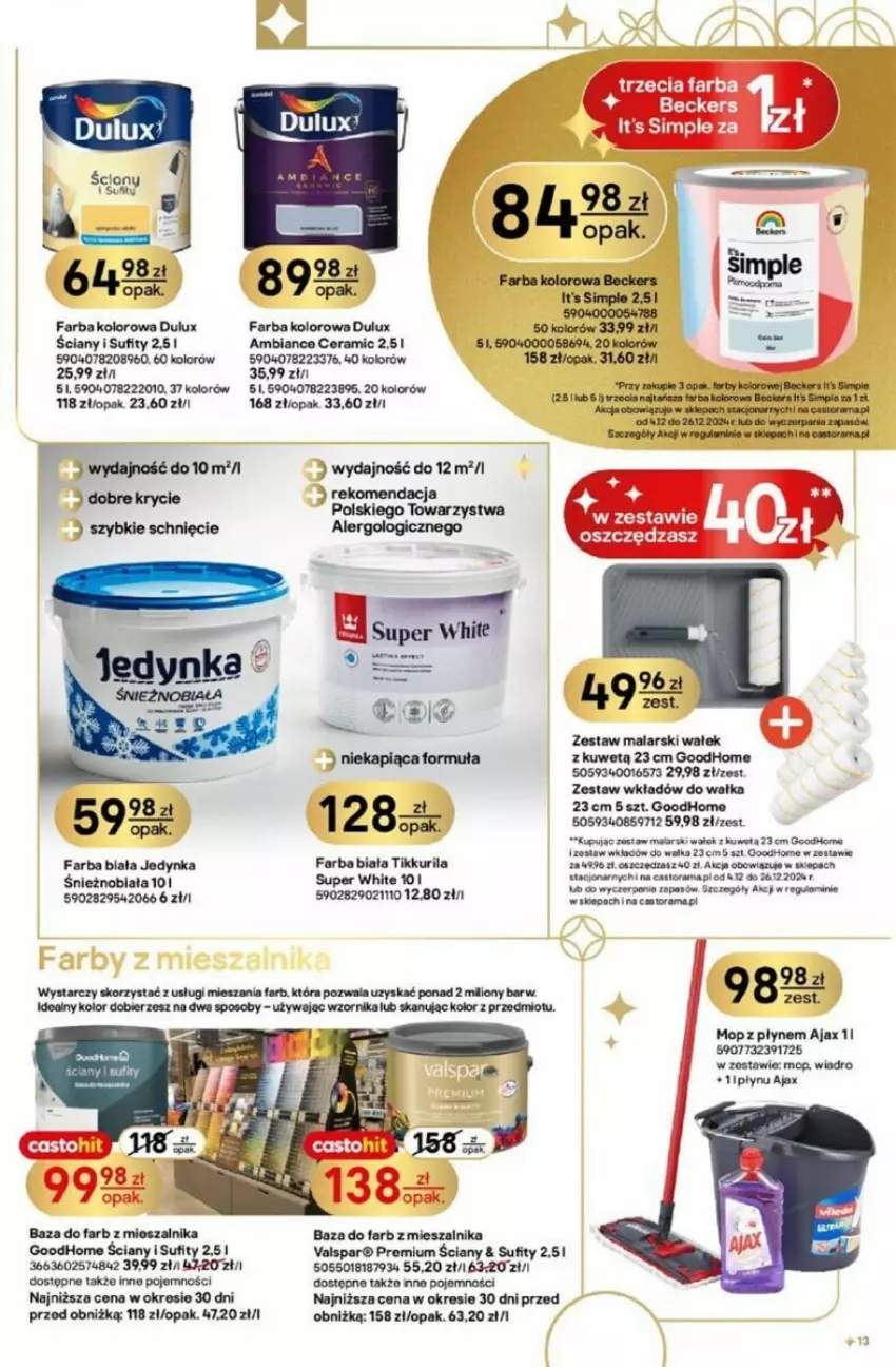 Gazetka promocyjna Castorama - ważna 04.12 do 26.12.2024 - strona 5 - produkty: Ajax, Beckers, Dulux, Fa, Koc, Mop, Rama, Szal, Wałek, Wiadro