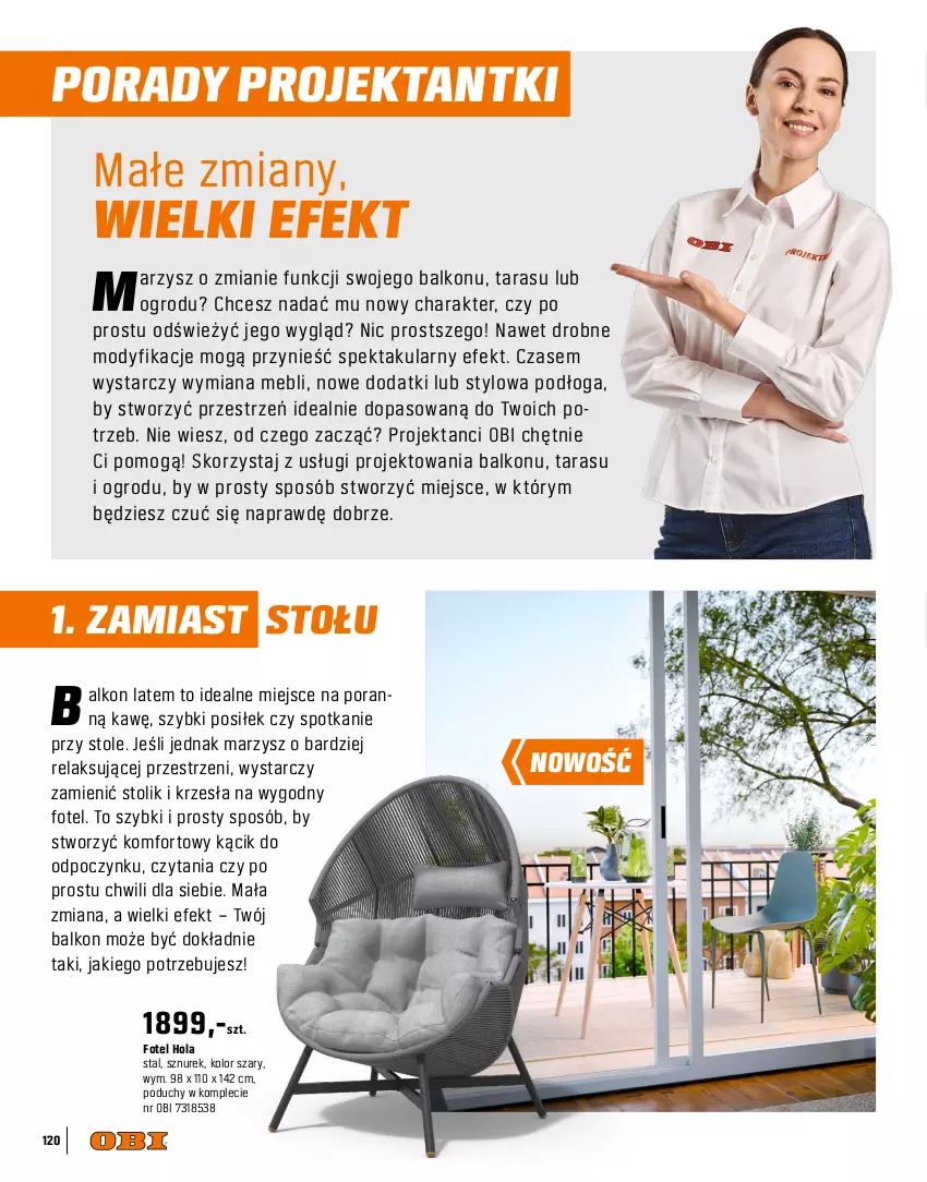 Gazetka promocyjna Obi - Gazetka OBI - ważna 09.04 do 30.06.2025 - strona 120 - produkty: Cappuccino, Fa, Fotel, Jadalnia, Kamera, Poducha, Por, Sofa, Stół, Stolik, Sznurek