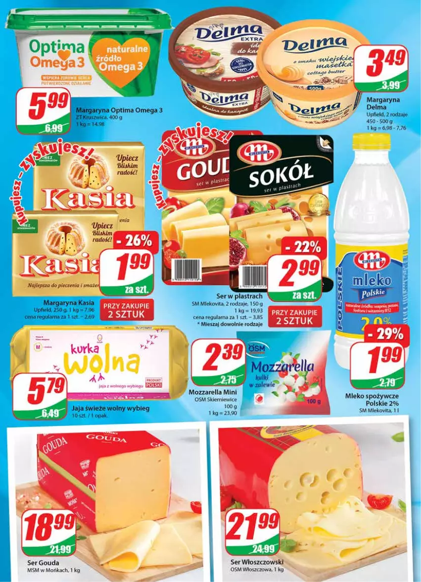 Gazetka promocyjna Dino - Gazetka - ważna 25.08 do 31.08.2021 - strona 14 - produkty: Gouda, Jaja, Kasia, Margaryna, Mleko, Mlekovita, Mozzarella, Piec, Ser, Włoszczowski