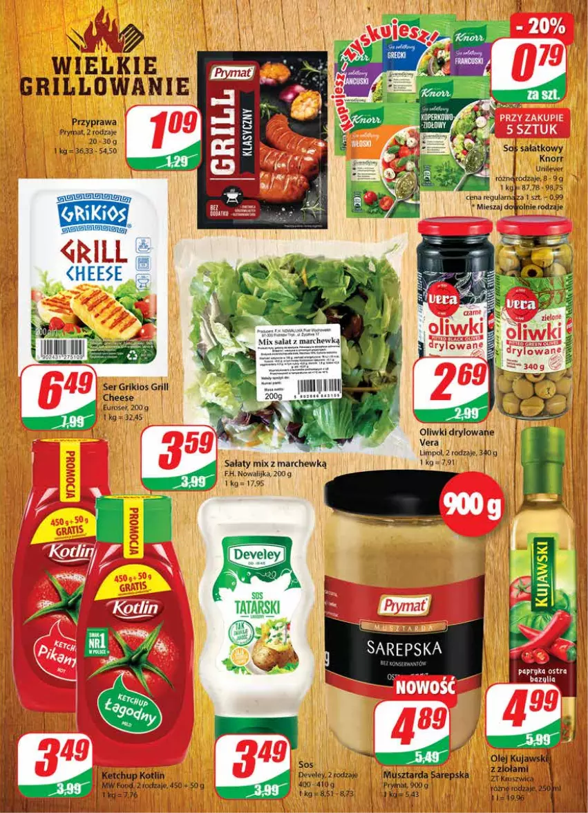 Gazetka promocyjna Dino - Gazetka - ważna 25.08 do 31.08.2021 - strona 9 - produkty: Grill, Ketchup, Knorr, Kotlin, Mus, Musztarda, Olej, Oliwki, Prymat, Sałat, Ser