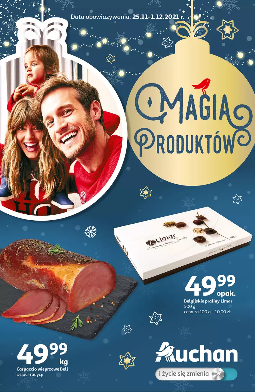 Gazetka promocyjna Auchan - Magia Produktów Hipermarkety - ważna 25.11 do 01.12.2021 - strona 1 - produkty: Bell, Carpaccio, LG, Praliny