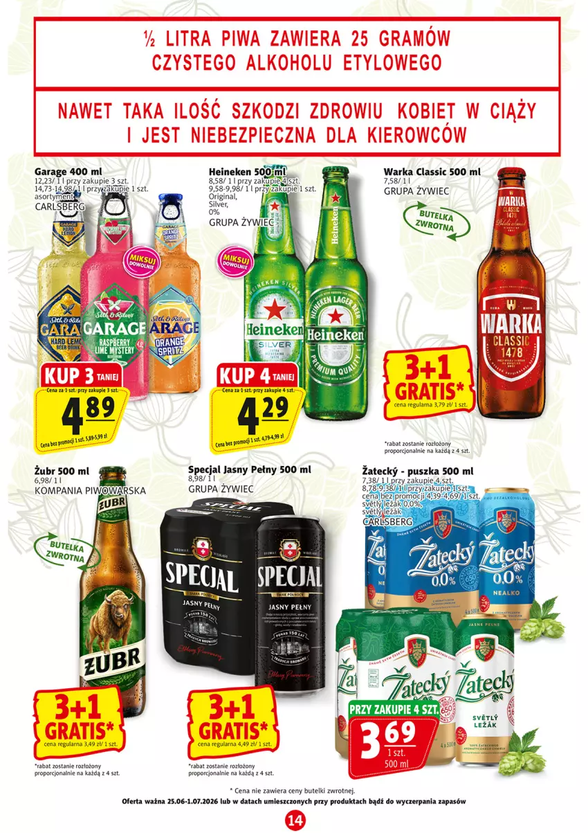 Gazetka promocyjna Prim Market - ważna 25.06 do 01.07.2026 - strona 14 - produkty: Gin, Heineken, Piwo, Por, Warka