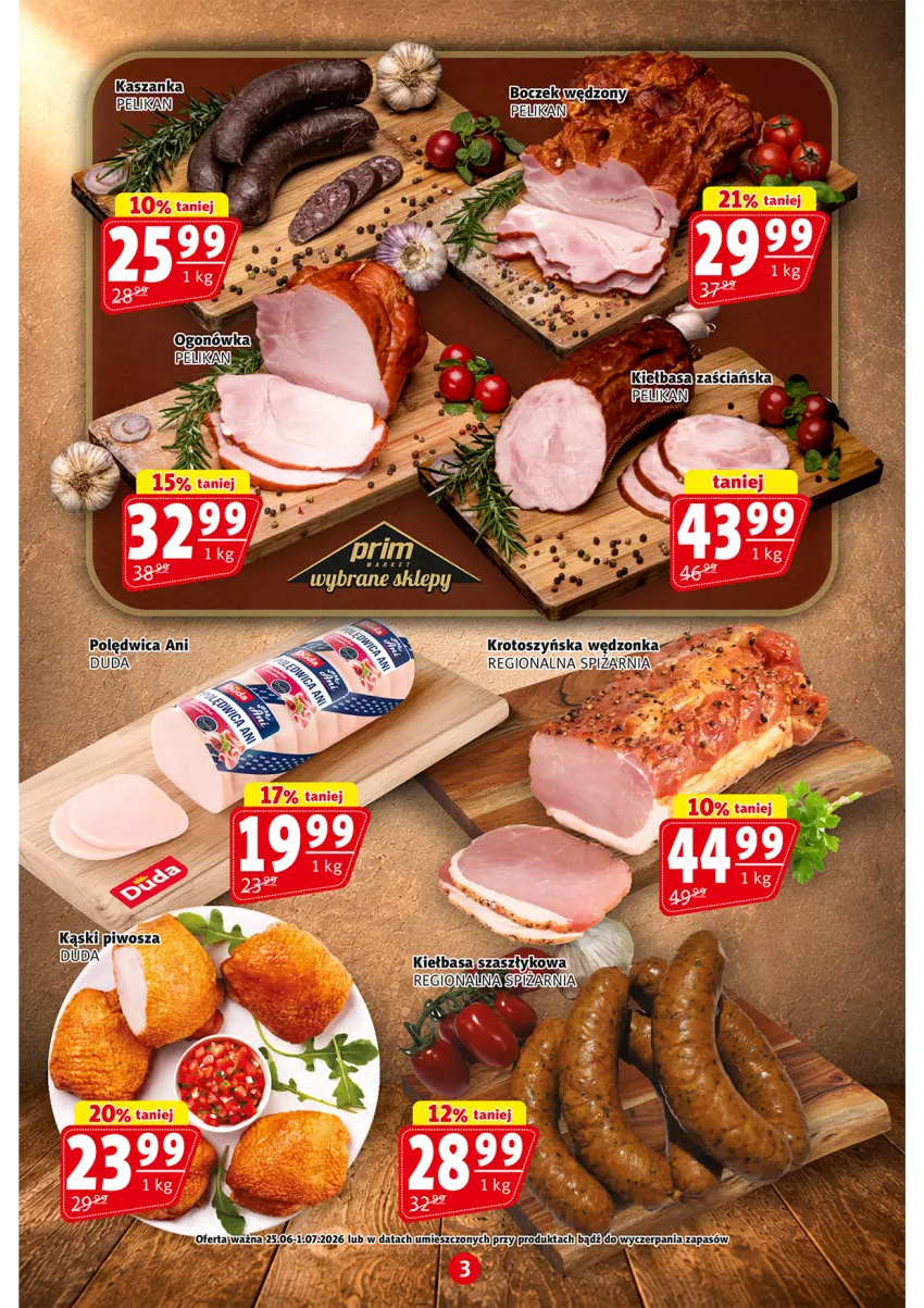 Gazetka promocyjna Prim Market - ważna 25.06 do 01.07.2026 - strona 3 - produkty: Boczek, Duda, Kiełbasa, Piwo