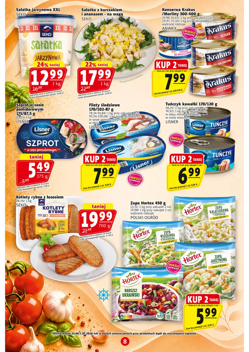 Gazetka promocyjna Prim Market - ważna 25.06 do 01.07.2026 - strona 8 - produkty: Ananas, Hortex, Kawa, Kotlet, Krakus, Kurczak, Lisner, Morliny, Ogród, Olej, Sałat, Sałatka, SEKO, Ser, Sos, Tuńczyk, Zupa