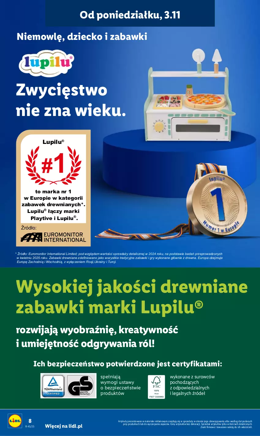 Gazetka promocyjna Lidl - GAZETKA - ważna 03.11 do 07.11.2025 - strona 12 - produkty: Gry, Monitor, Piec, Sok, Zabawki drewniane