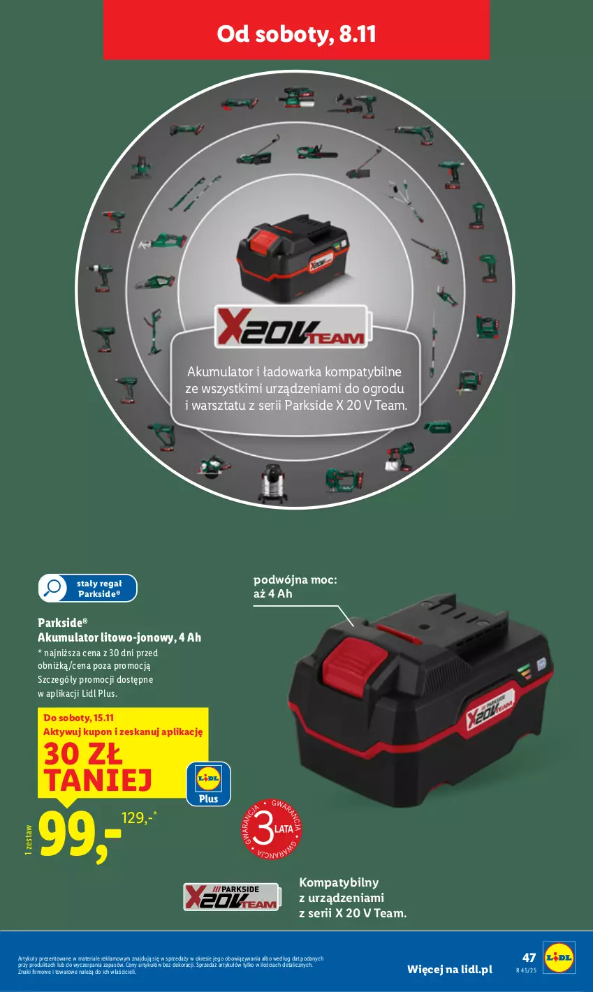 Gazetka promocyjna Lidl - GAZETKA - ważna 03.11 do 07.11.2025 - strona 51 - produkty: Akumulator, Parkside, Regał, Ser, Warka