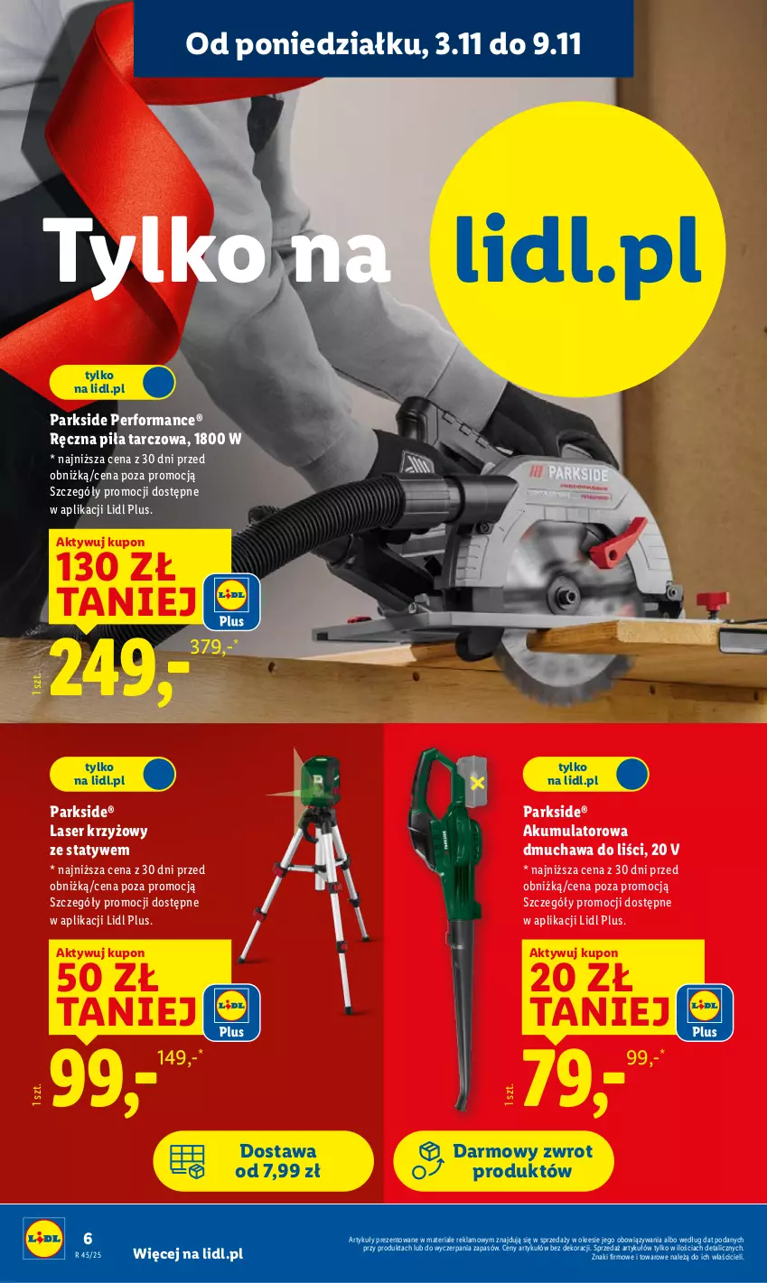 Gazetka promocyjna Lidl - GAZETKA - ważna 03.11 do 07.11.2025 - strona 6 - produkty: Akumulator, Dmuchawa do liści, Laser krzyżowy, Parkside, Ser