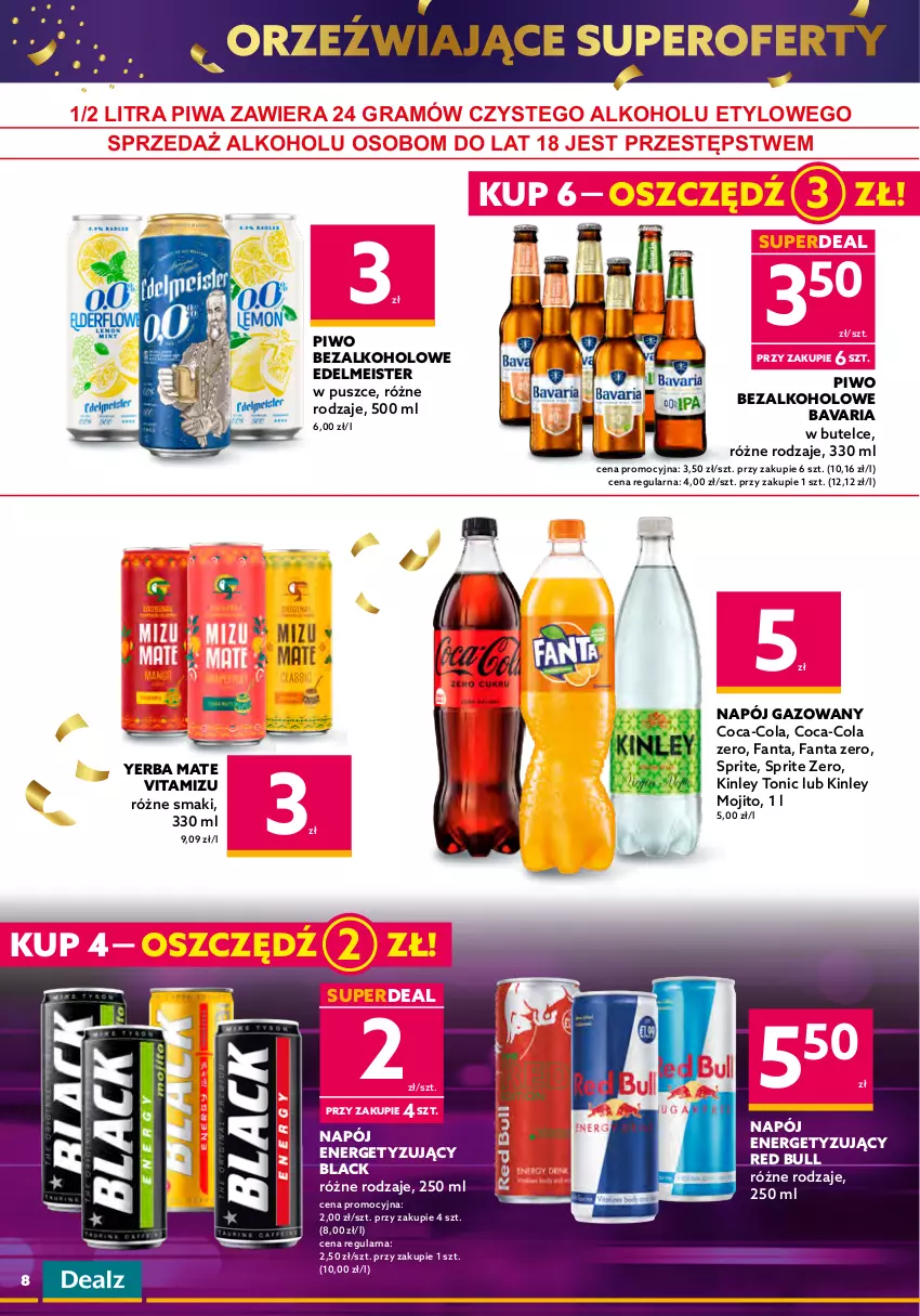 Gazetka promocyjna Dealz - NOWA GAZETKAHappy New Deal! - ważna 28.12.2022 do 09.01.2023 - strona 8 - produkty: Baton, Coca-Cola, Danio, Fa, Fanta, Gra, Lack, Napój, Napój gazowany, Piwa, Piwo, Red Bull, Sprite