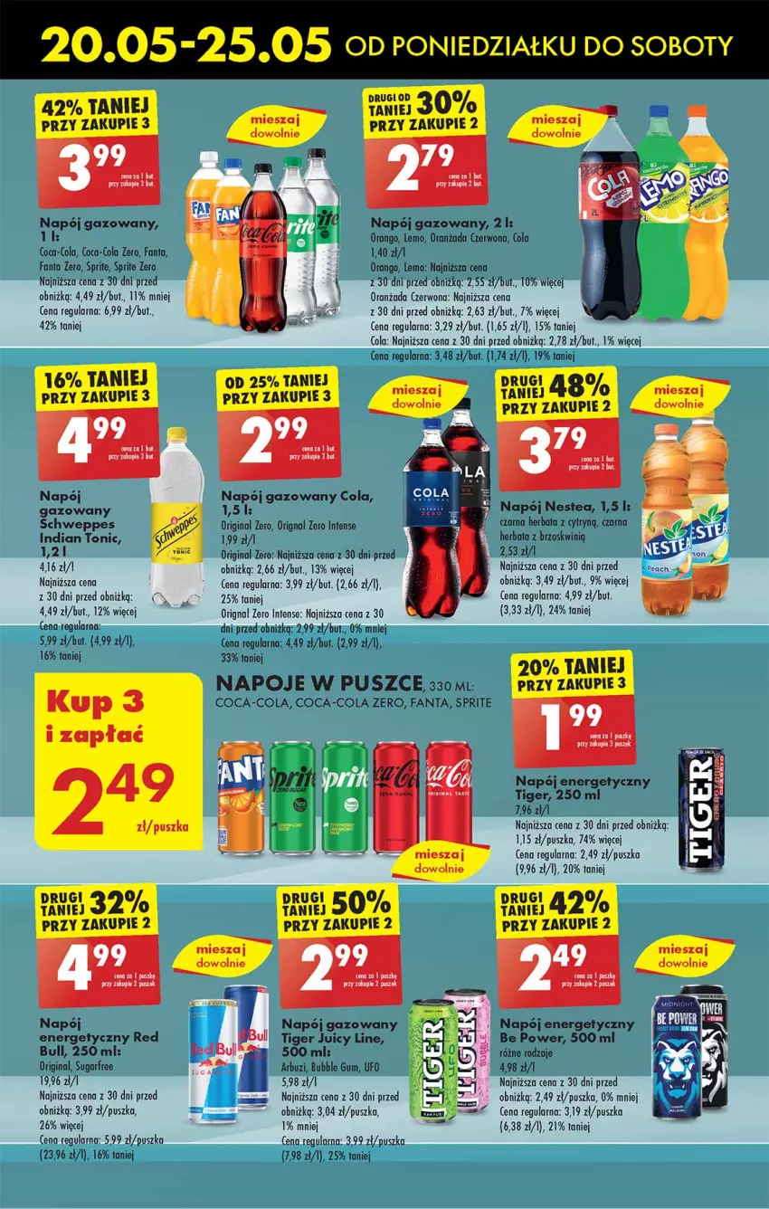 Gazetka promocyjna Biedronka - Od poniedzialku - ważna 20.05 do 25.05.2024 - strona 37 - produkty: Arbuz, Coca-Cola, Fa, Fanta, Gin, Herbata, Napój, Napój energetyczny, Napój gazowany, Napoje, Nestea, Oranżada, Schweppes, Ser, Sprite, Tiger