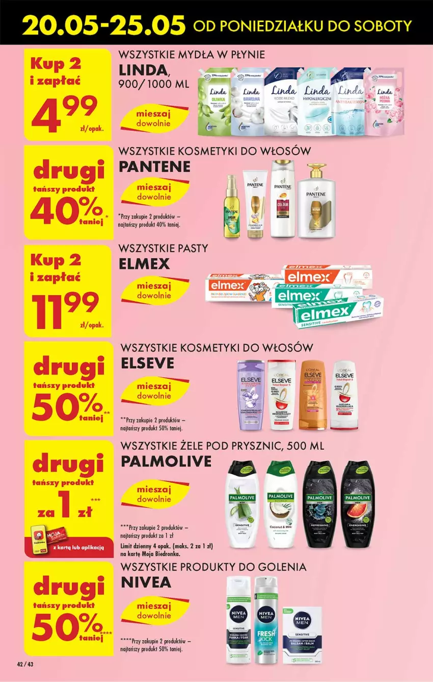 Gazetka promocyjna Biedronka - Od poniedzialku - ważna 20.05 do 25.05.2024 - strona 42 - produkty: Elmex, Elseve, Nivea, Palmolive, Pantene