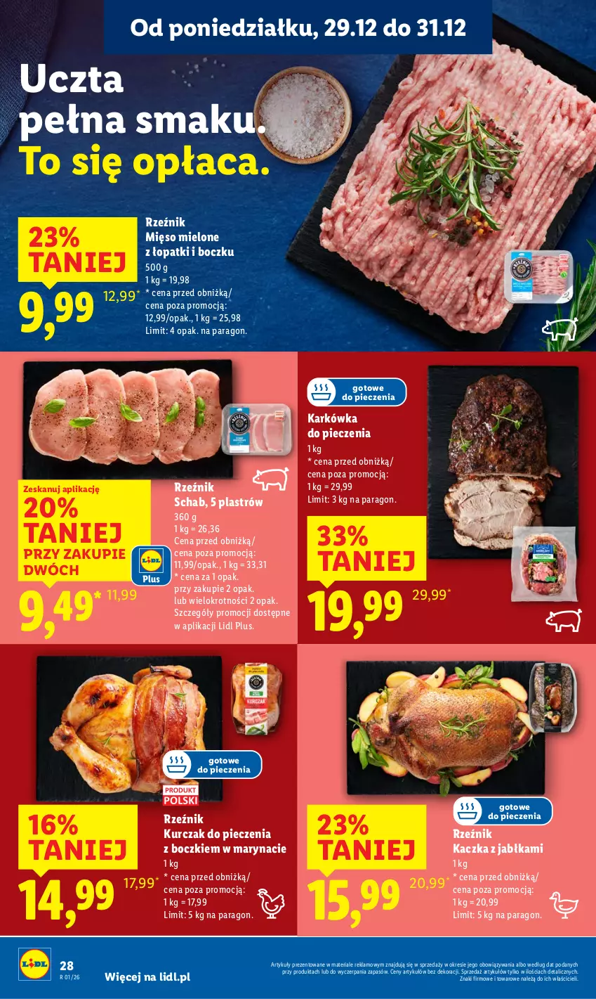 Gazetka promocyjna Lidl - GAZETKA - ważna 29.12 do 31.12.2025 - strona 28 - produkty: Jabłka, Kaczka, Kurczak, Mięso, Mięso mielone, Piec