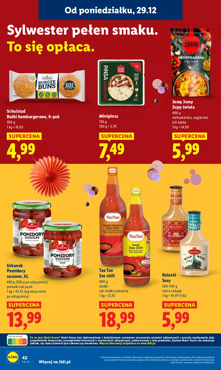 Gazetka promocyjna Lidl - GAZETKA - ważna 29.12 do 31.12.2025 - strona 42 - produkty: Burger, Hamburger, Pomidory, Sos