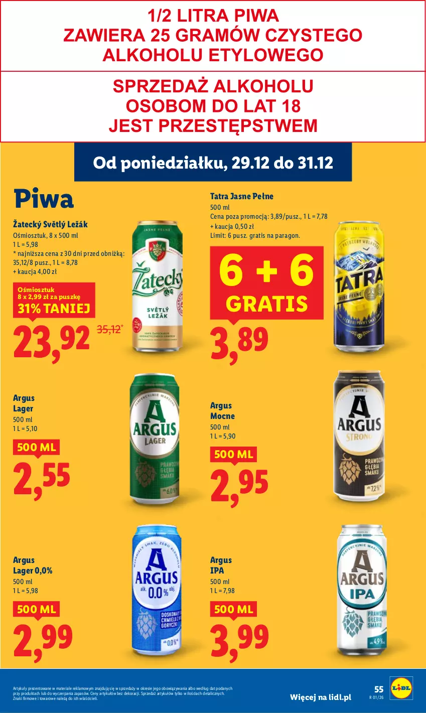 Gazetka promocyjna Lidl - GAZETKA - ważna 29.12 do 31.12.2025 - strona 55 - produkty: Gra, Piwa, Tatra