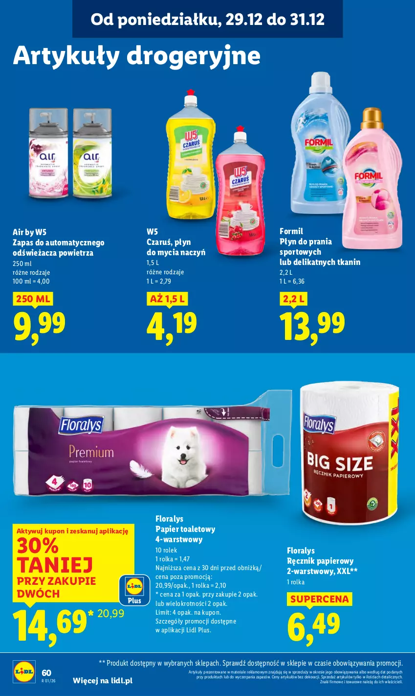 Gazetka promocyjna Lidl - GAZETKA - ważna 29.12 do 31.12.2025 - strona 60 - produkty: Do mycia naczyń, Flora, Papier, Papier toaletowy, Płyn do mycia, Płyn do mycia naczyń, Płyn do prania, Por, Ręcznik, Sport
