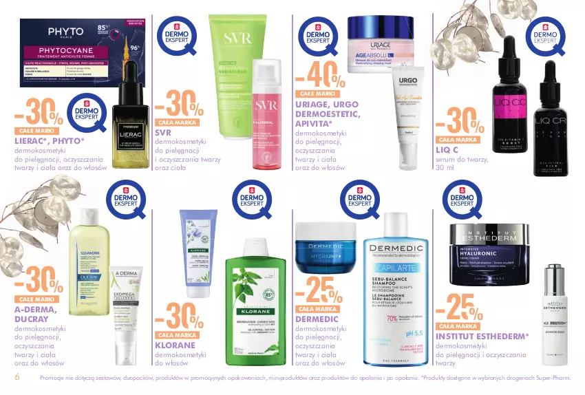 Gazetka promocyjna Super Pharm - ważna 12.09 do 06.10.2024 - strona 6 - produkty: A-derma, Dermedic, Ducray, Klorane, Kosmetyki do pielęgnacji, Lierac, Phyto, Rum, Ser, Serum, Serum do twarzy, SVR, Urgo