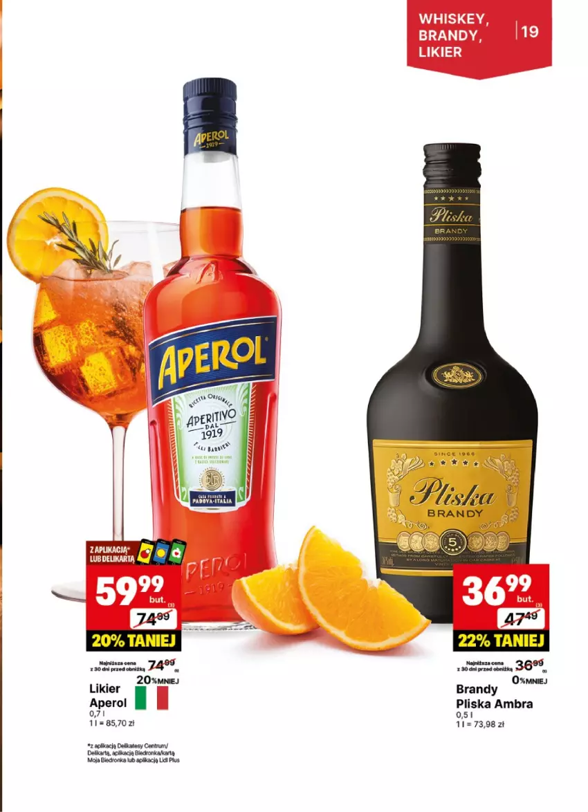 Gazetka promocyjna Delikatesy Centrum - DeliBarek DC08-DC09 - ważna 17.02 do 02.03.2025 - strona 19 - produkty: Aperol, Brandy, Likier, Pliska